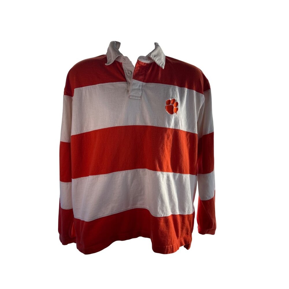 Red Oak Rugby Clemson Tigers Shirt L Orange White Collegiate Style Preppy Retro - Picture 4 of 9